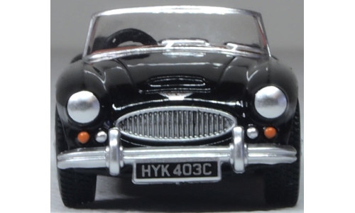 Oxford Diecast 1/76 Austin Healey 3000 Black/Burgundy diecast model car with authentic sports styling