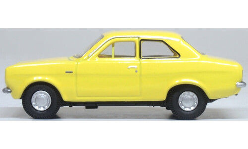 Oxford Diecast 76FE004 Ford Escort Mk1 Daytona Yellow Miniature Replica