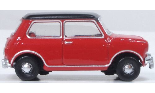 Oxford Diecast 76MN012 Austin Cooper Mini Tartan Red/Black Miniature Replica