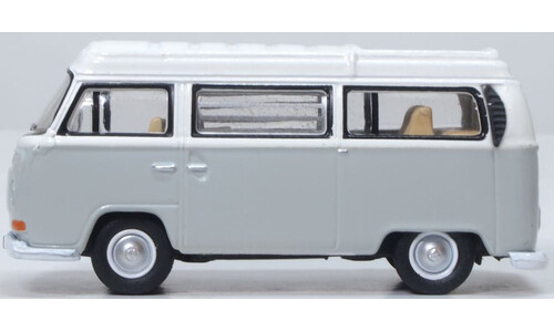 Oxford Diecast 76VW032 VW Bay Window Camper Silver Grey/White Miniature Replica