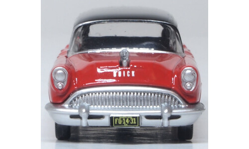 Oxford Diecast 87BCE54004 1954 Buick Century Estate Wagon Matador Red/Carlsbad Black Diecast Model