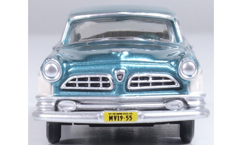Oxford Diecast 87CNY55004 Chrysler New Yorker Deluxe Coupe St. Regis 1955 Jade Green/Platinum Diecast Model