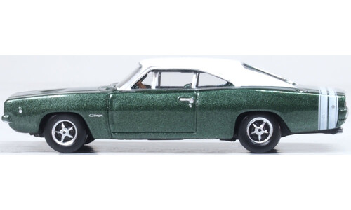 1968 Dodge Charger Racing Green/White Oxford Diecast 87DC68005 Display Model
