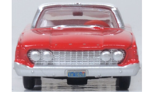 Oxford Diecast 87FF60001 1960 Ford Fairlane 500 Town Sedan Monte Carlo Red/Corinthian White Diecast Model