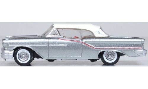 1957 Oldsmobile 88 Convertible (closed) Juneau Gray/Accent Red/White Oxford Diecast 87OC57003 Display Model