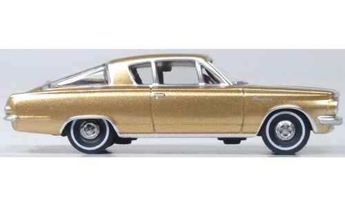 Oxford Diecast 87PB65001 1965 Plymouth Barracuda Gold Miniature Replica