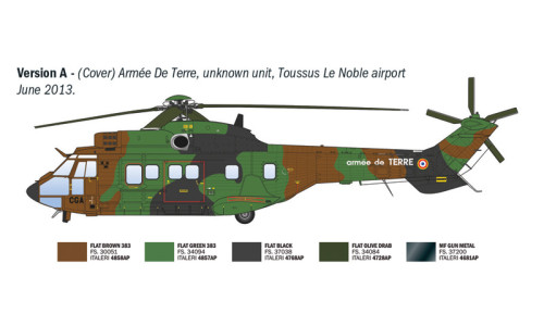 Italeri AS332 Super Puma 1/72 91096 showcasing realistic fuselage detailing, rotor assembly and authentic operational appearance