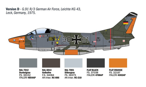 Italeri 92645 1/48 FIAT G.91 R Military Jet Replica