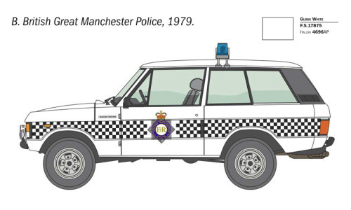 Italeri 1/24 Range Rover Police model kit 93661 offering clean assembly, refined body contours and display-ready presentation