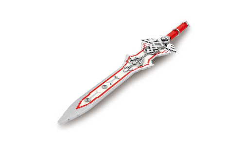 Reobrix Royal Claymore 99015# featuring detailed brick-built sword design, ornate hilt and display-ready stand
