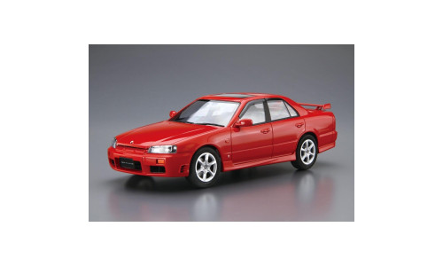 Nissan ER34 Skyline – Aoshima 1/24 scale kit with original aluminum wheels and adjustable ride height