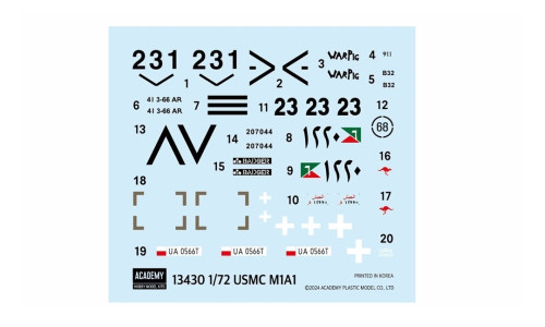 Academy 1/72 USMC M1A1 with Australian Decals 13430 featuring detailed modern armour styling and realistic surface detail