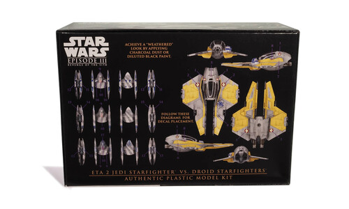 AMT Star Wars Revenge of the Sith Jedi Starfighter vs Droid Fighters AMT1436 Box Art Back