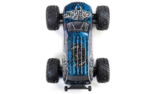 Arrma ARA3530T1 Gorgon 223S 1/10 RTR brushless truck showcasing rugged monster‑truck stance, tough components and striking blue/black body