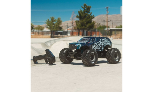 Arrma ARA3530T1 1/10 Gorgon 223S 2WD RTR brushless monster truck in blue/black with aggressive styling and durable construction