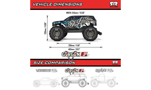 Arrma Gorgon 223S 1/10 2WD RTR brushless monster truck red/black (ARA3530T2) with tough build quality and ready‑to‑run performance