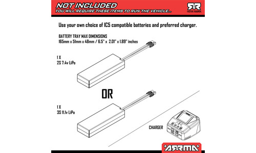 Arrma Granite V4 4X4 223S Gun Metal ARA4302V4T3 Batteries