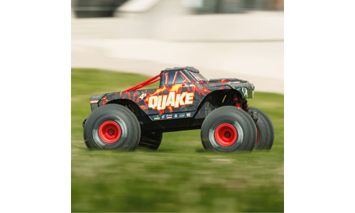 Arrma 1/8 Quake 4S Black Red ARA4437T1 featuring aggressive monster truck styling and powerful 4WD performance