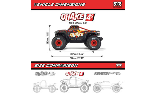Arrma Quake 4S White Blue ARA4437T2 delivering powerful acceleration, rugged durability and exciting off-road action