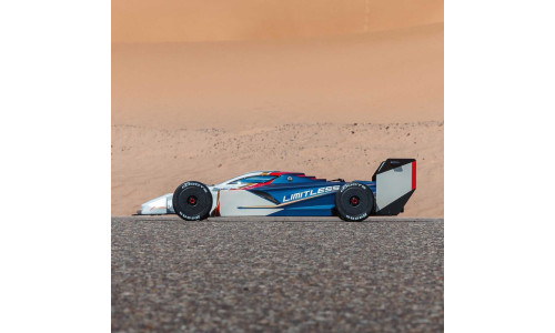Arrma LIMITLESS 120 – 1/7 scale white/blue RC car with 8S brushless system and aerodynamic body