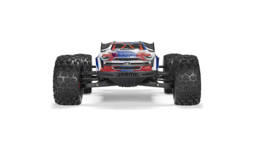 Arrma Kraton 6S BLX V6 – 1/8 scale monster truck in blue-red livery with clipless body and EXB upgrades