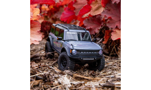 Axial SCX30 Ford Bronco 1/30 4X4 RTR Brushed Rock Crawler Grey with ABS hard body and LED lights
Axial SCX30 Ford Bronco Grey – 1/30 scale brushed RTR crawler with Mickey Thompson Baja Boss tires
