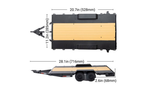 Axial SCX10 Flat Bed Trailer model AXI-3409# delivering authentic towing capability for 1/10 RC crawlers
