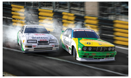 Scalextric 1/32 Macau Guia Race Twin Car Pack Slot Car (C4670A) with detailed touring car styling and race‑ready finish