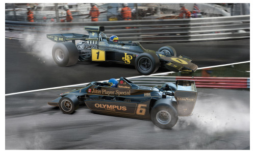 Scalextric C4684A Ronnie Peterson Lotus Twin Car Pack with detailed classic Lotus racing liveries
