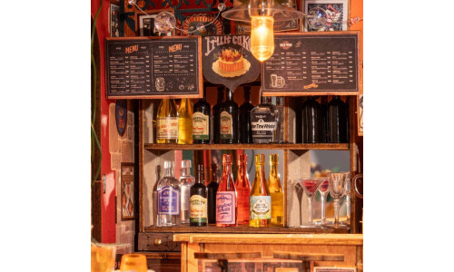 Rolife Cheers Bar & Dining – DIY Puzzle Featuring Arched Windows and Chalkboard Menus