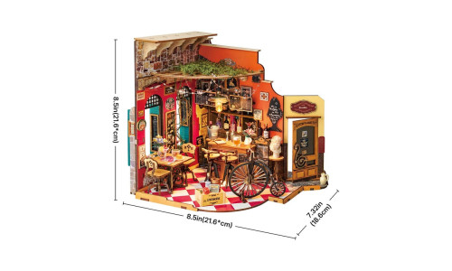 Robotime DG173 – Finished Miniature Bistro with Curved Signage and European Decor
