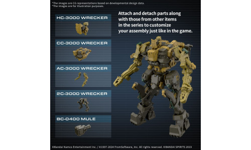 Bandai 30MM RaD CC-3000 Wrecker Milk Tooth (G5068575) with crisp moulding, mechanical detail and AC6-inspired styling