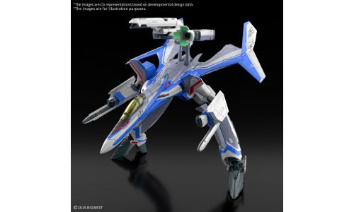 Bandai HG 1/100 VF-31J Siegfried model kit with interchangeable hand parts and weapon accessories