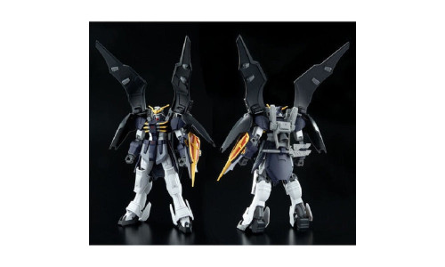 Bandai HGAC Deathscythe – Gundam model posed in combat stance with scythe and cloak