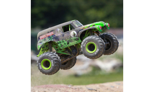 Monster Jam RC – Losi Grave Digger with wheelie bar, roll cage, and BKT replica tires
