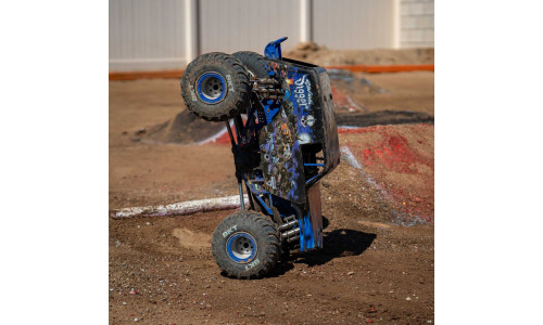 Losi LMT 2.0 Grave Digger 4X4 RTR with wider offset wheels, BKT tires, and scale beadlock details