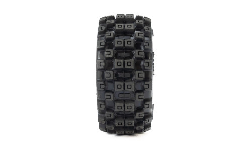 Pro-Line PRO1034010 1/16 Badlands MX tires MTD on 12mm Black Split Six wheels (4) featuring aggressive tread and durable construction