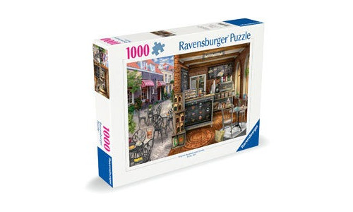 Ravensburger Quaint Cafe Puzzle 1000 pieces (RB00541-4) with vibrant, charming small-town artwork