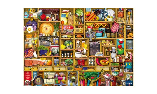 Ravensburger RB00652-7 The Kitchen Cupboard 1000 piece jigsaw puzzle featuring a detailed pantry scene