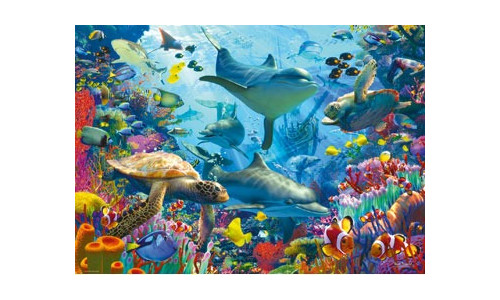 Ravensburger RB01172-9 Coral Retreat 1000 piece jigsaw puzzle featuring vibrant underwater reef artwork
