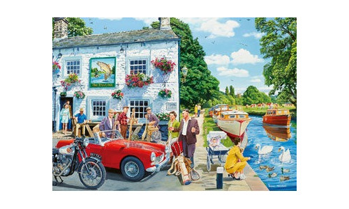 Ravensburger RB01174-3 The One That Got Away! 1000 piece jigsaw puzzle featuring a detailed humorous fishing scene