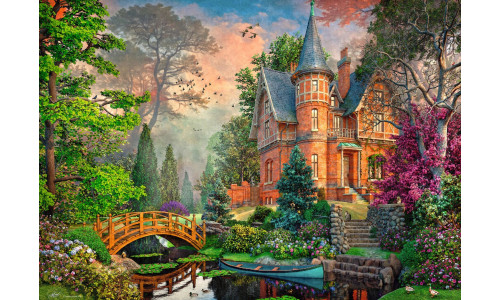 Ravensburger RB01717-2 Terracotta Mansion 1000 piece puzzle featuring a beautifully detailed Mediterranean-style villa
