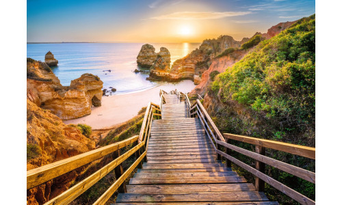 Ravensburger RB01761-5 Stairway to Camilo Beach, Algarve 1000 piece puzzle featuring scenic coastal cliffs and wooden steps