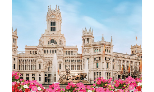 Ravensburger RB01914-5 Cibeles Palace, Madrid 1000 piece puzzle featuring detailed artwork of the iconic Spanish landmark