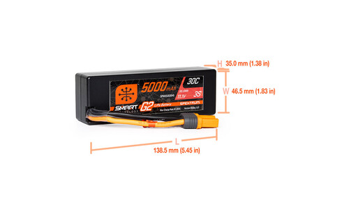 Spektrum 11.1V 5000mAh 3S 30C Smart G2 Hardcase LiPo Battery: IC5 SPMX53S30H5 Specs