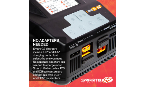 Spektrum S2200 G2 Smart Charger offering fast, reliable dual‑port charging performance for RC batteries