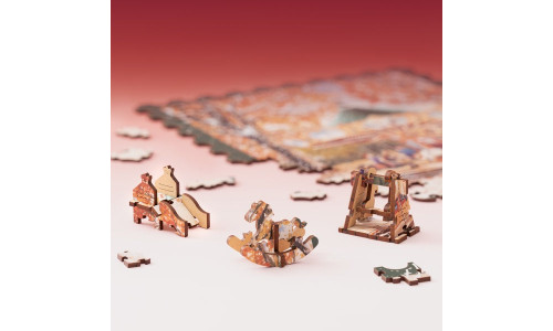 Rowood Golden Autumn Carousel Puzzle – Robotime wooden jigsaw kit with nostalgic park scene
