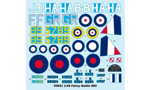 Trumpeter Fairey Battle Mk.I 1/48 scale kit (TR05831) with detailed cockpit, clear parts and WWII RAF markings