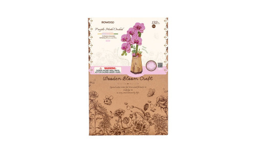 Robotime TW091 – 3D Wooden Puzzle of Purple Moth Orchid with Realistic Botanical Details