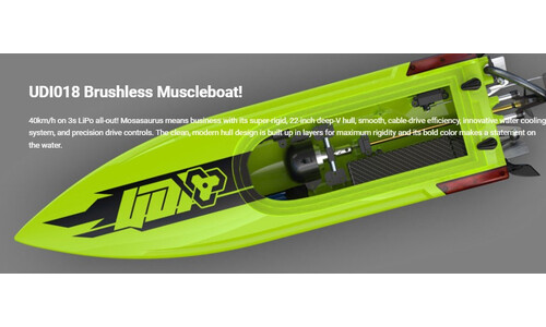 Model Engines UDI-018 2.4G Brushless RC High-Speed Boat - Green RC Racing Boat